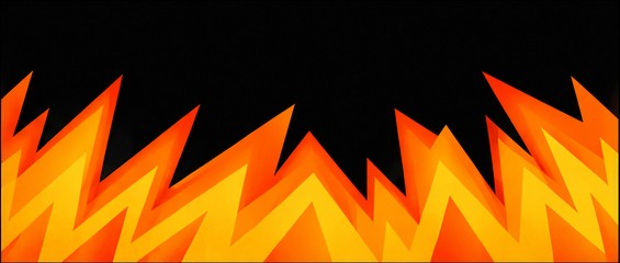 Orange and yellow flame-shaped festival graphic